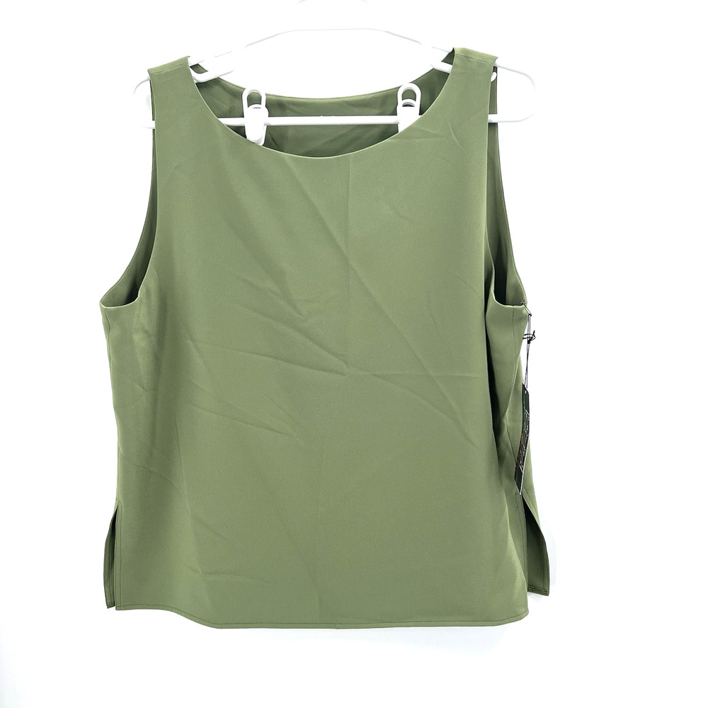 Mack and Mack Green Magic Fabric Slinky Knit Bateau Shell Tank Top Womens Large